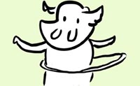 Illustrazione di un vitello che gioca con un cerchio