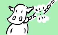 illustrazione vacca con catena rotta