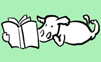 illustrazione vacca che legge