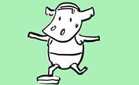 illustrazione vacca che balla