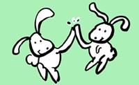 Illustrazione di due conigli che giocano insieme