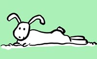Illustrazione di coniglio che si sdraia